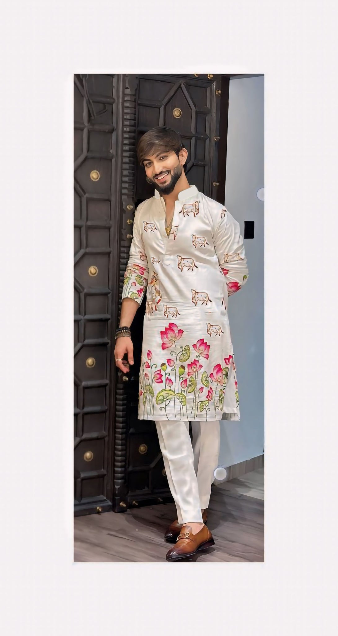 ROSE SILK PRINTED ONLY KURTA PAYJAMA FULLSET