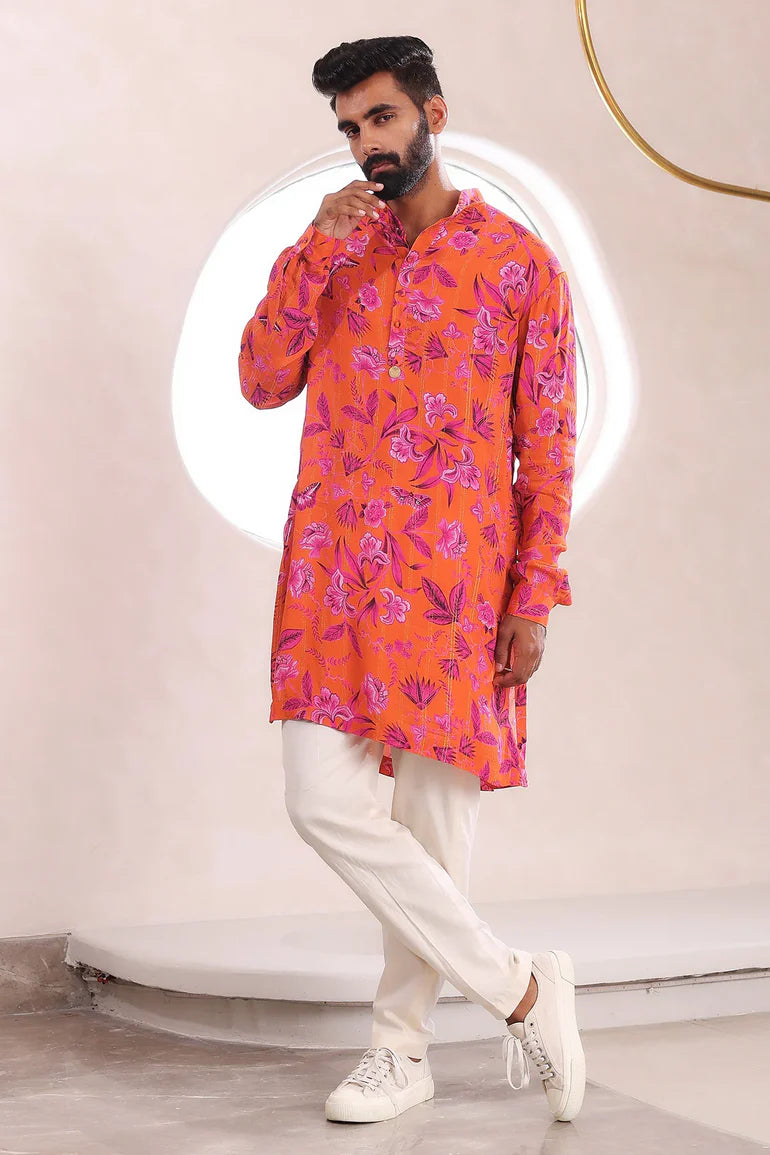 CELEBRITY MEN'S DESIGNER  PRINTED KURTA WITH PAJAMA