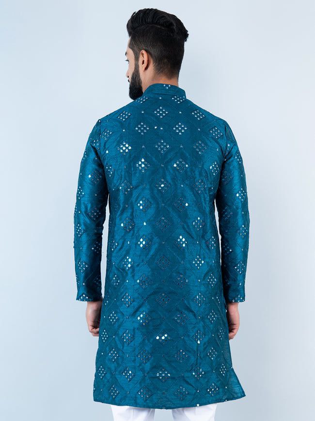 BLUE 9 MIRROR EMBROIDERY MENS KURTA ONLY